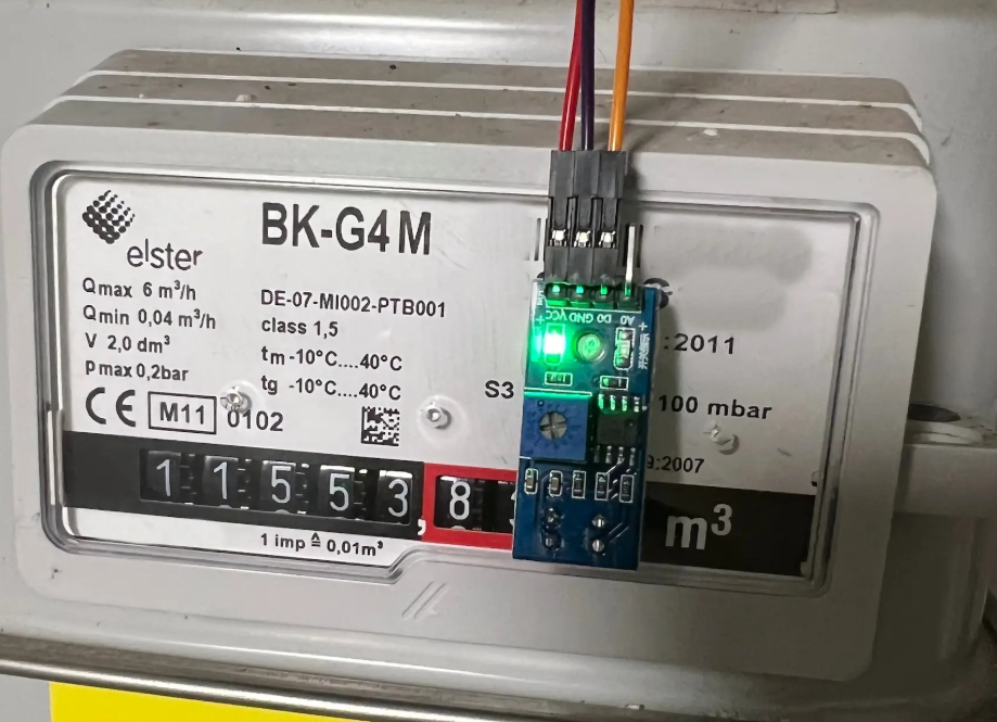 Posizionamento sensore TCRT5000 al contatore gas