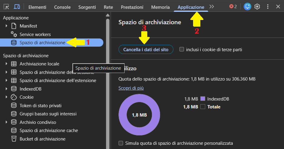 Cancella i dati del sito fuel card 0.9
