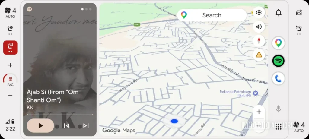 Interfaccia Hero Android Auto 16.7 controlli climatizzatore