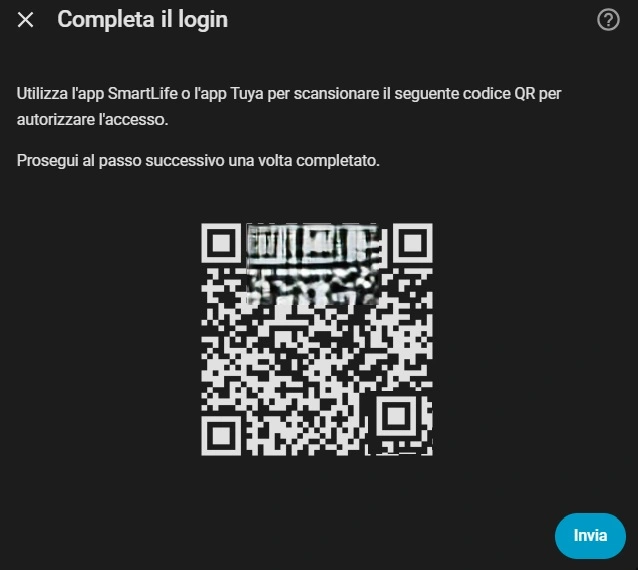 Completa il login Tuya Local
