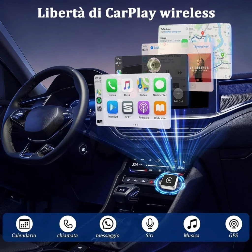 - Dispositivo Adattatore Wireless 2-in-1 CarPlay e Android Auto