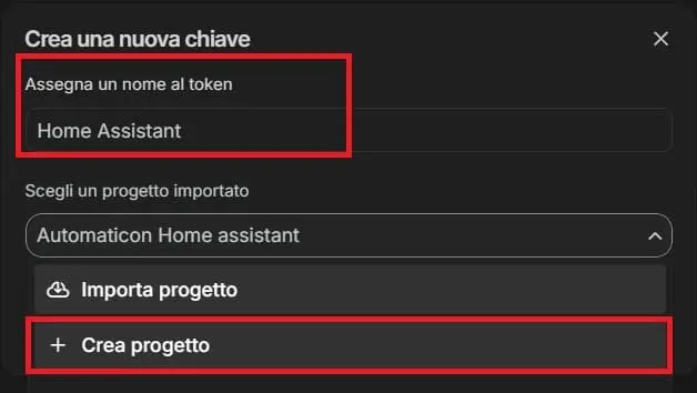 Crea Progetto