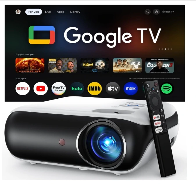 - Dispositivo Smart Projector – Videoproiettore Google TV con Audio Dolby