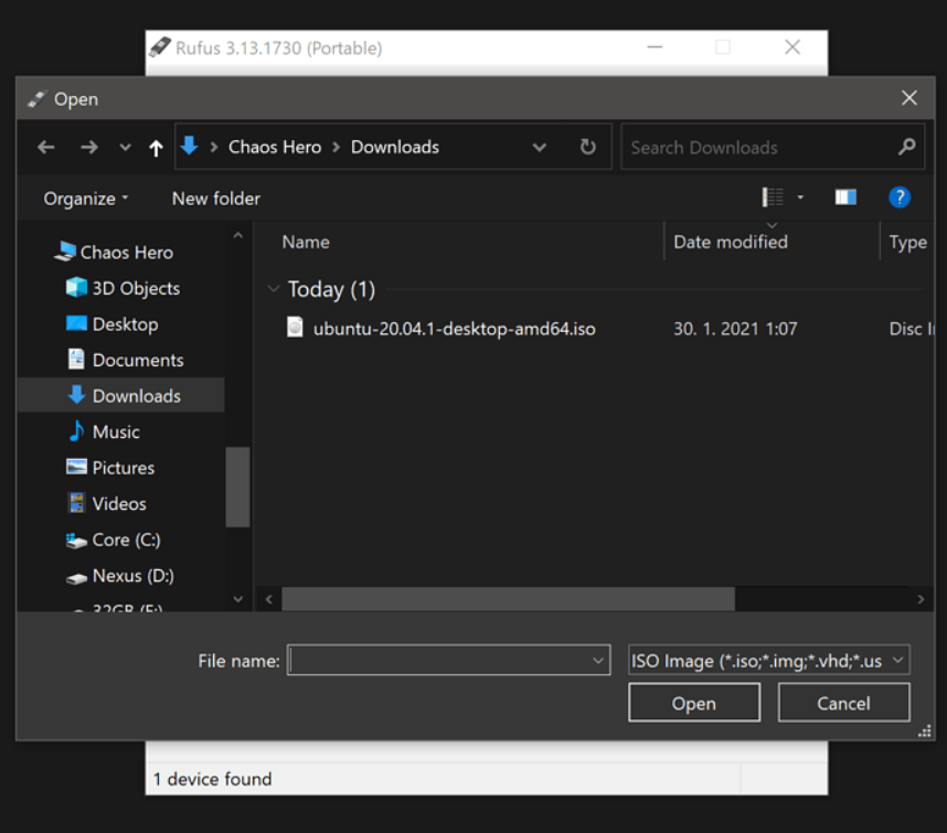 Rufus Select File